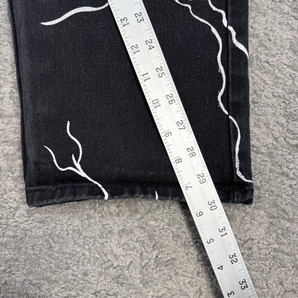 SHEIN Womens Lightning Bolt Graphic Straight Leg Jeans Washed‎ Black Size L 8/10 - Picture 5 of 7